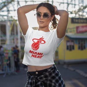 NEW Miami Heat Form Fit Crop Top Shirt WHITE